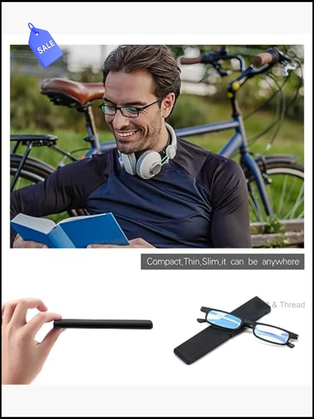 Ultra Thin Lightweight Folding Reading Glasses TR90 Blue Light Blocking UV